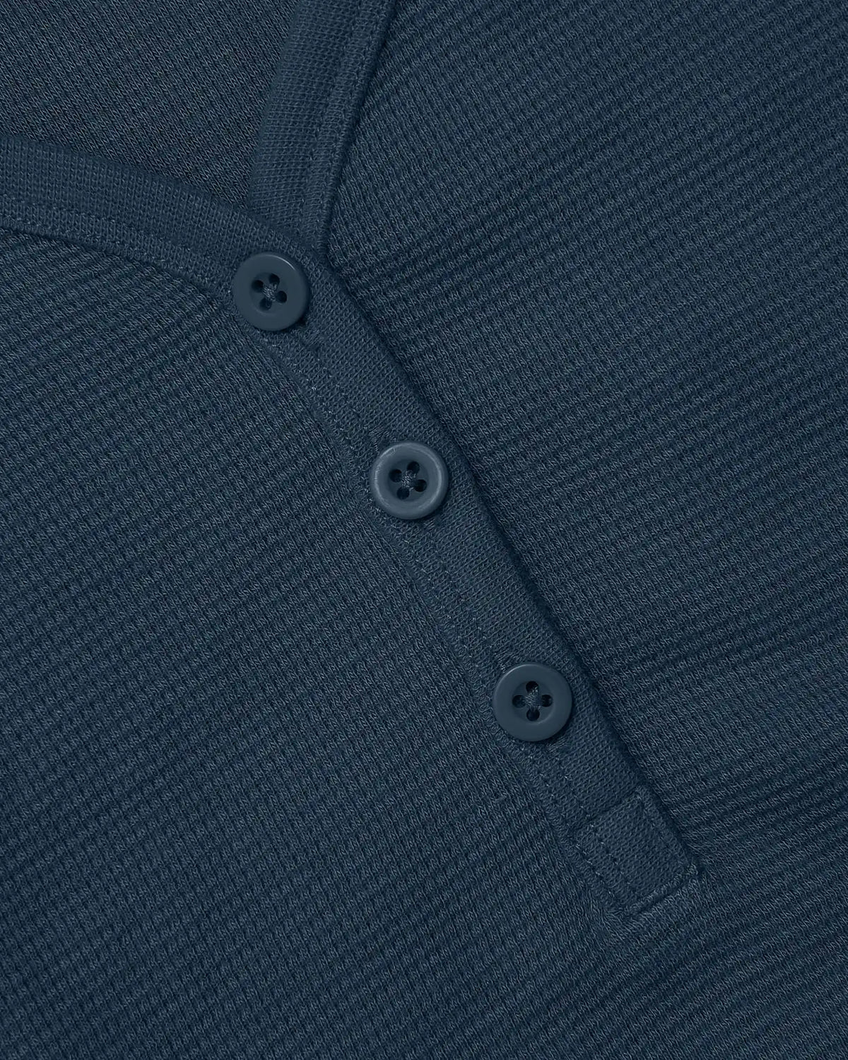 Womens Navy Waffle Long Sleeve Boxy Henley