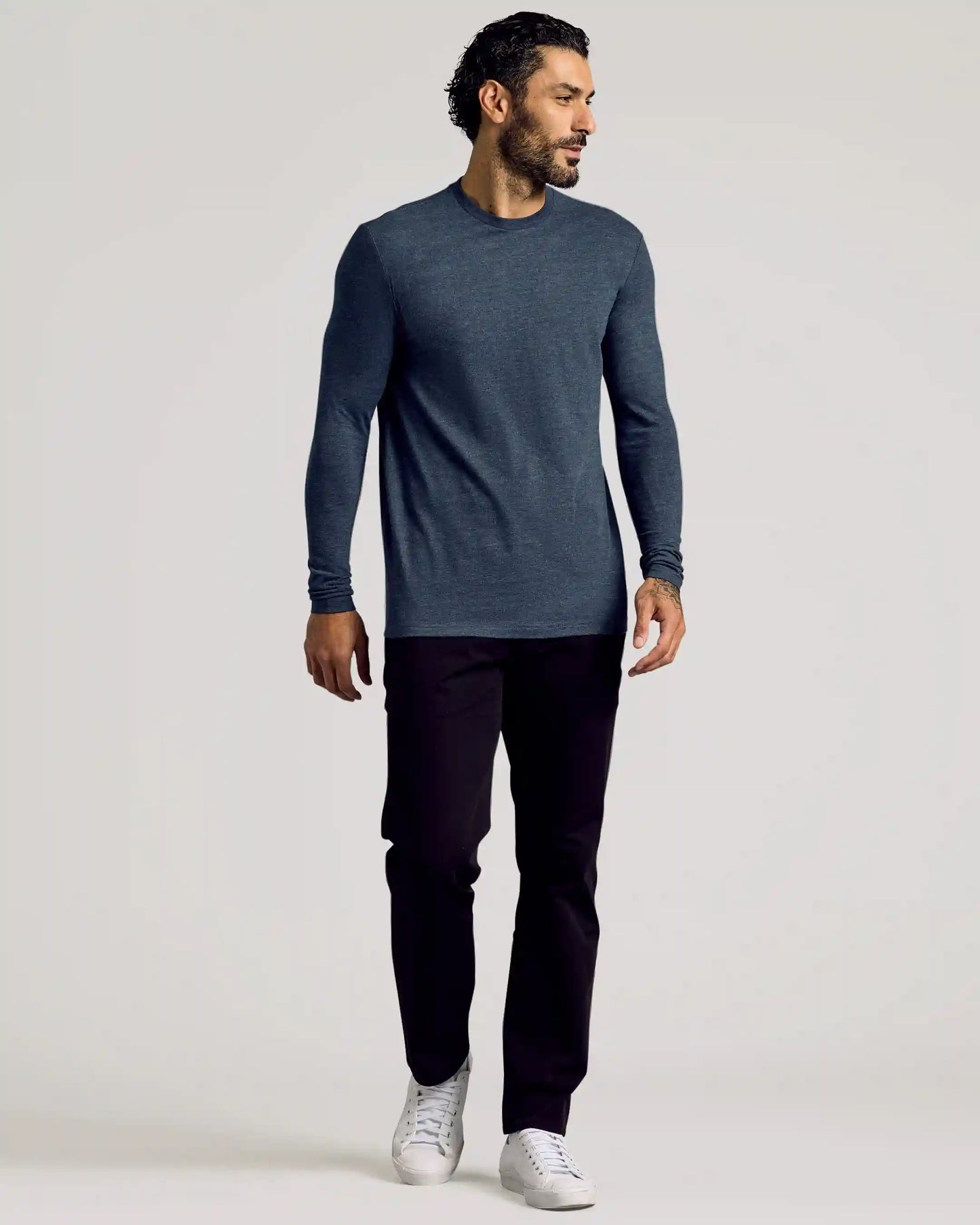 Heather Navy Tall Long Sleeve T-Shirt