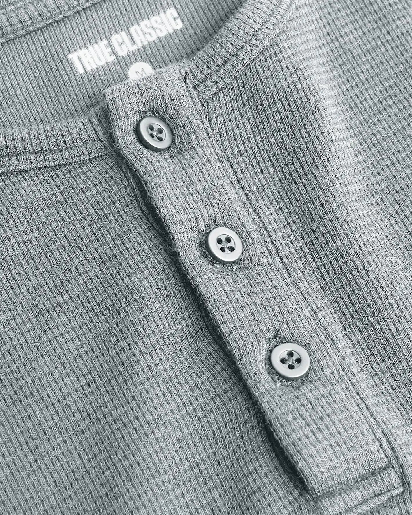 Boys Heather Gray Long Sleeve Waffle Henley