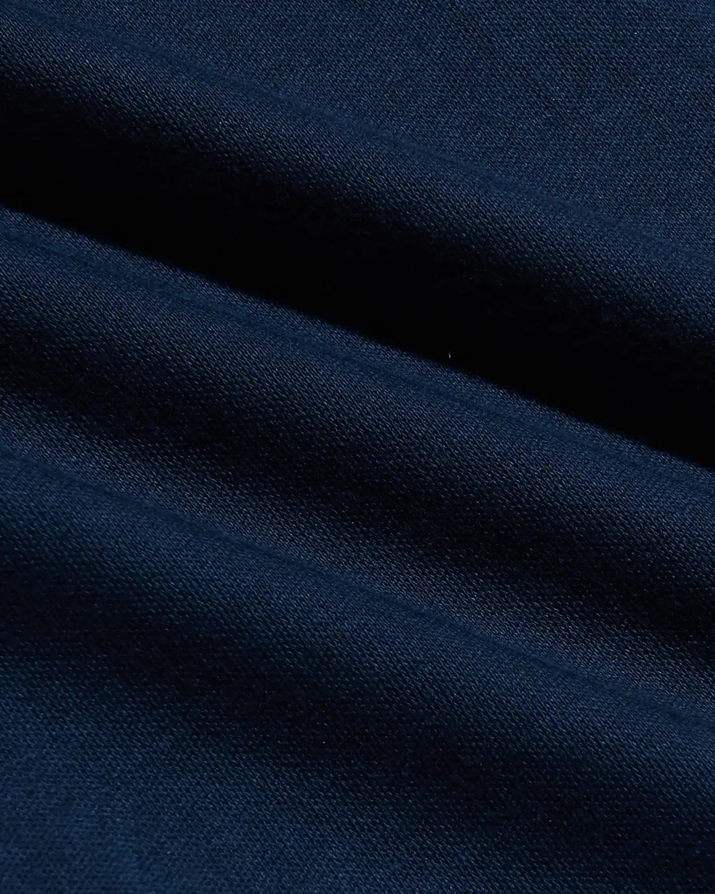 Navy Pima Cotton Blend Curved Hem Crew