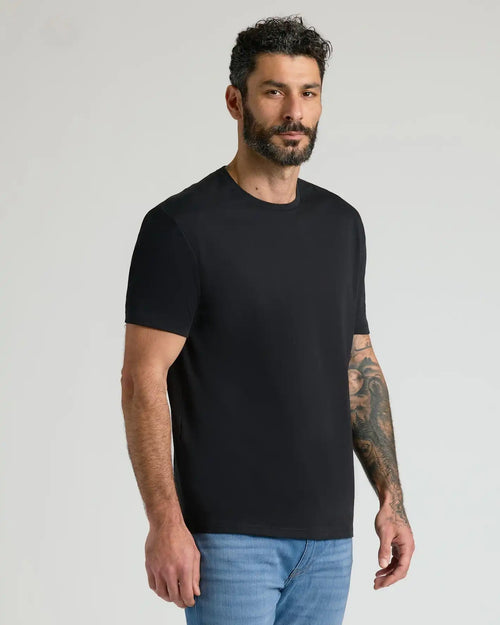Black Pima Cotton Blend Crew