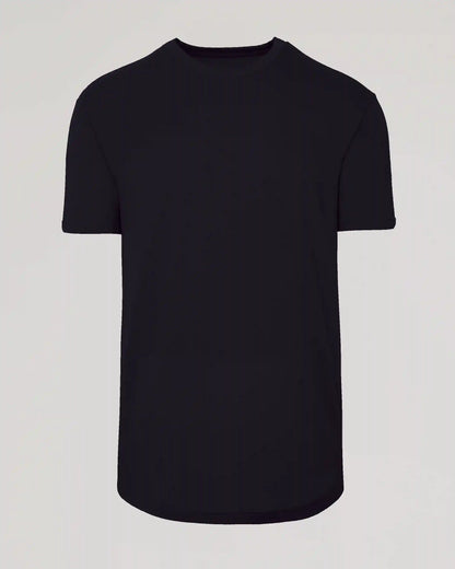 Black Curved Hem Classic Crew Neck