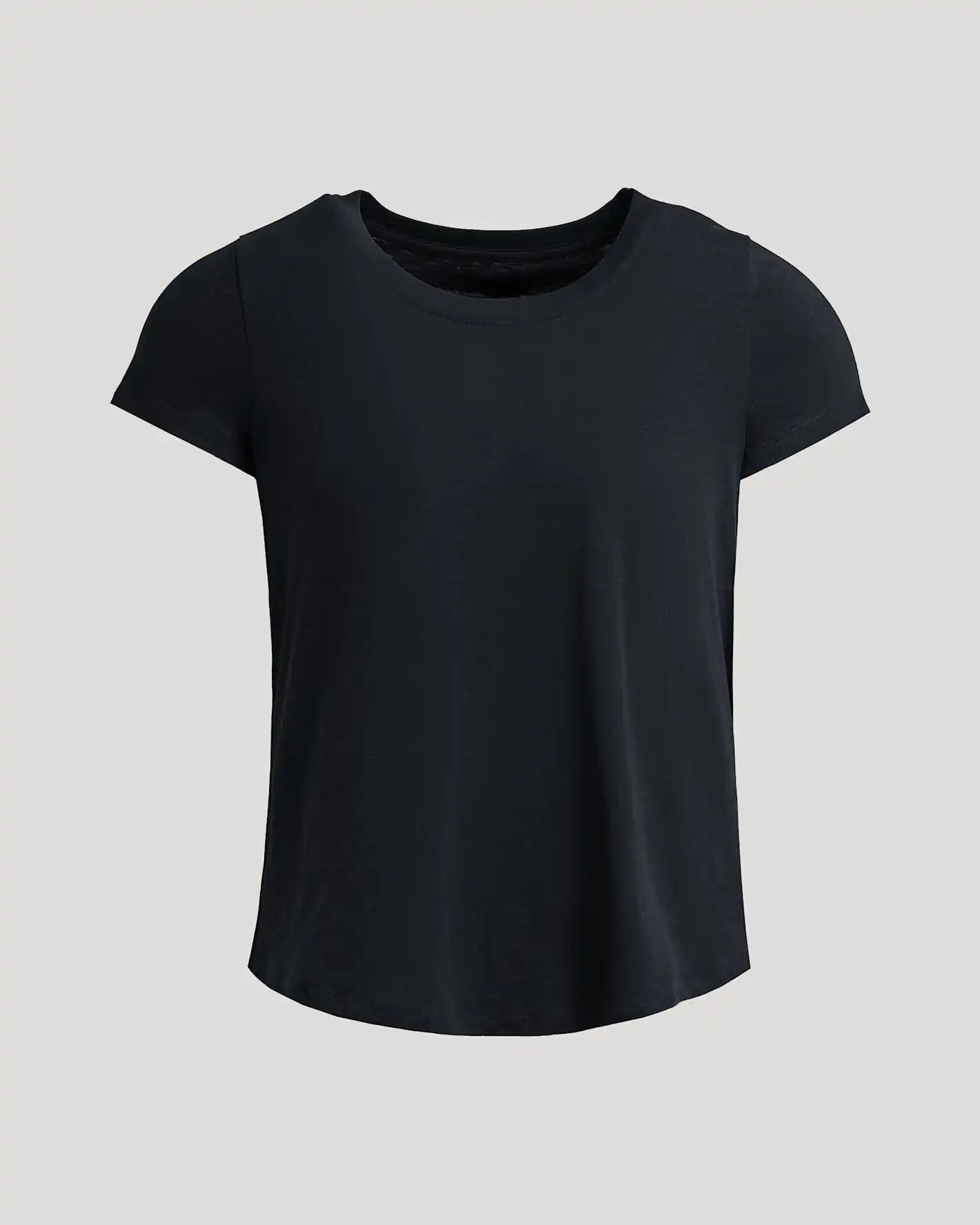 Womens Black Slub Scoop Neck Tee