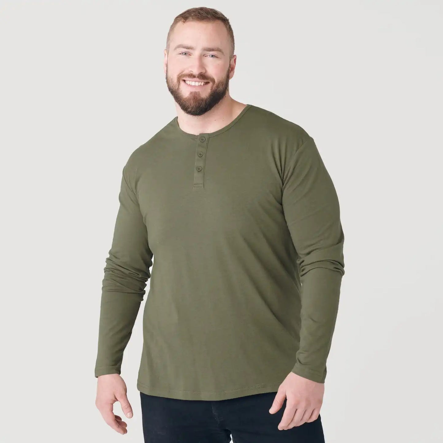 Military Green Classic Long Sleeve Henley