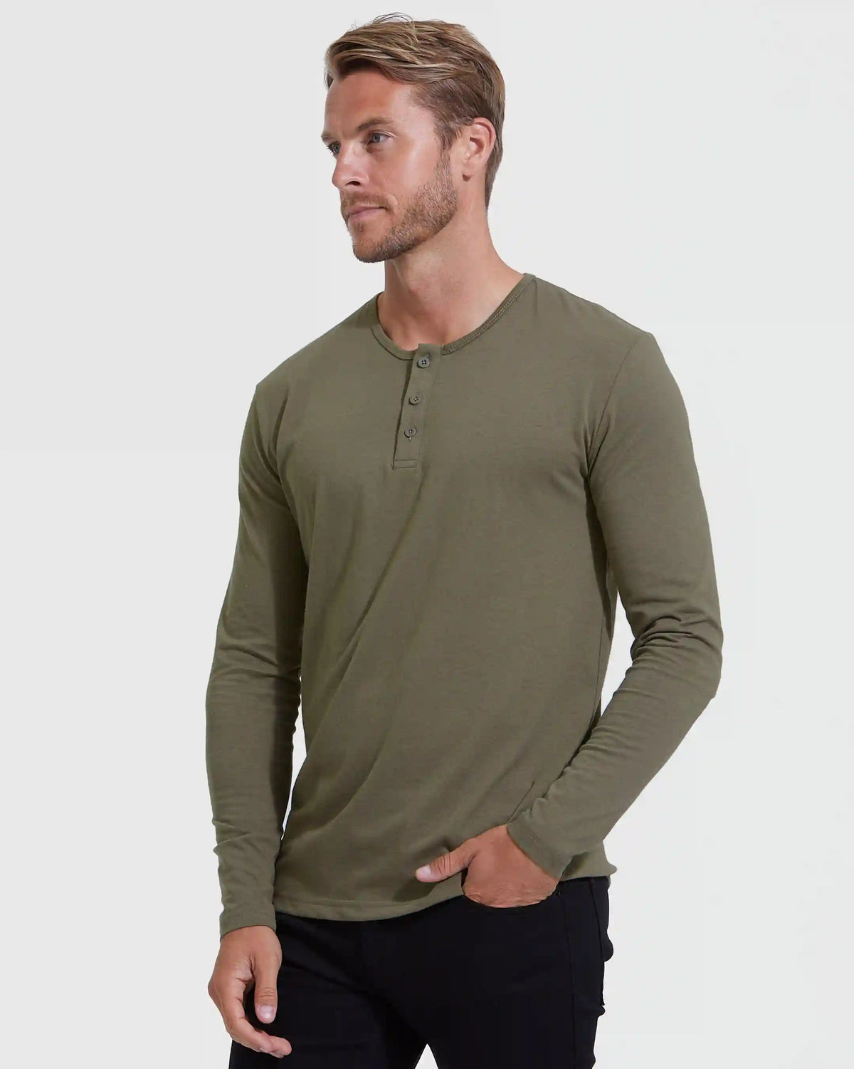 Military Green Classic Long Sleeve Henley