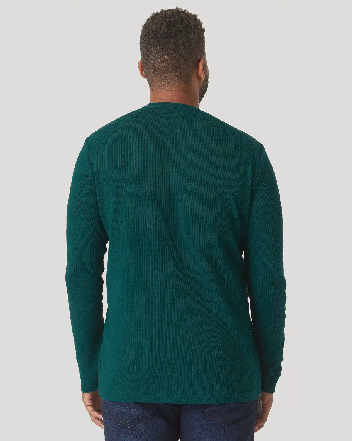 Evergreen Heather Waffle Long Sleeve Crew Neck