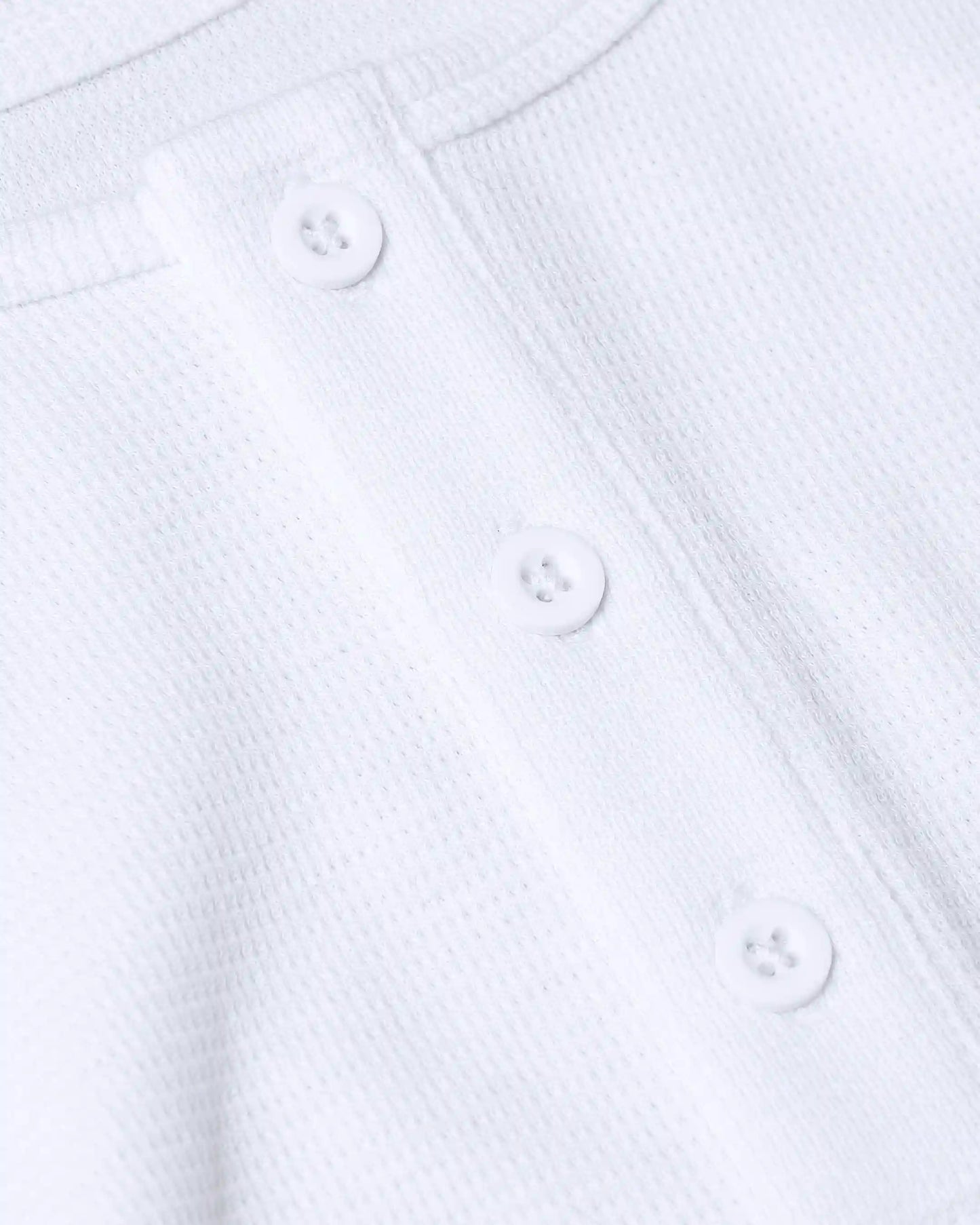 White Waffle Long Sleeve Henley