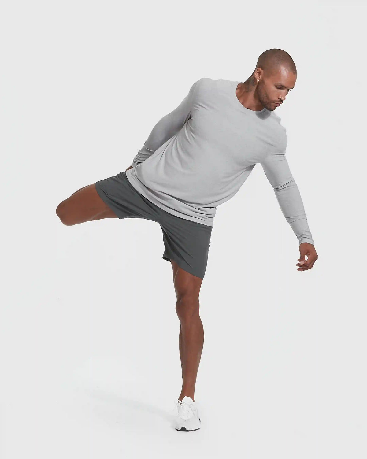 Heather Light Gray Active Long Sleeve Crew T-Shirt
