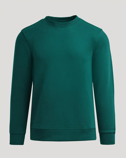 Deep Emerald Fleece French Terry Pullover Crew Neck
