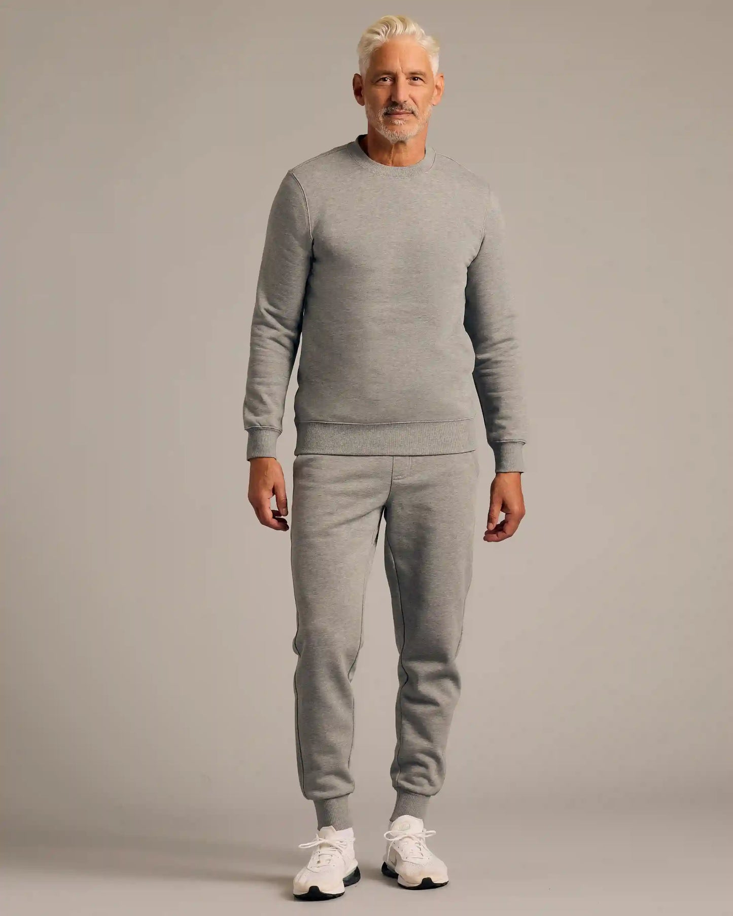 Dark Heather Gray Fleece French Terry Pullover Crew Neck