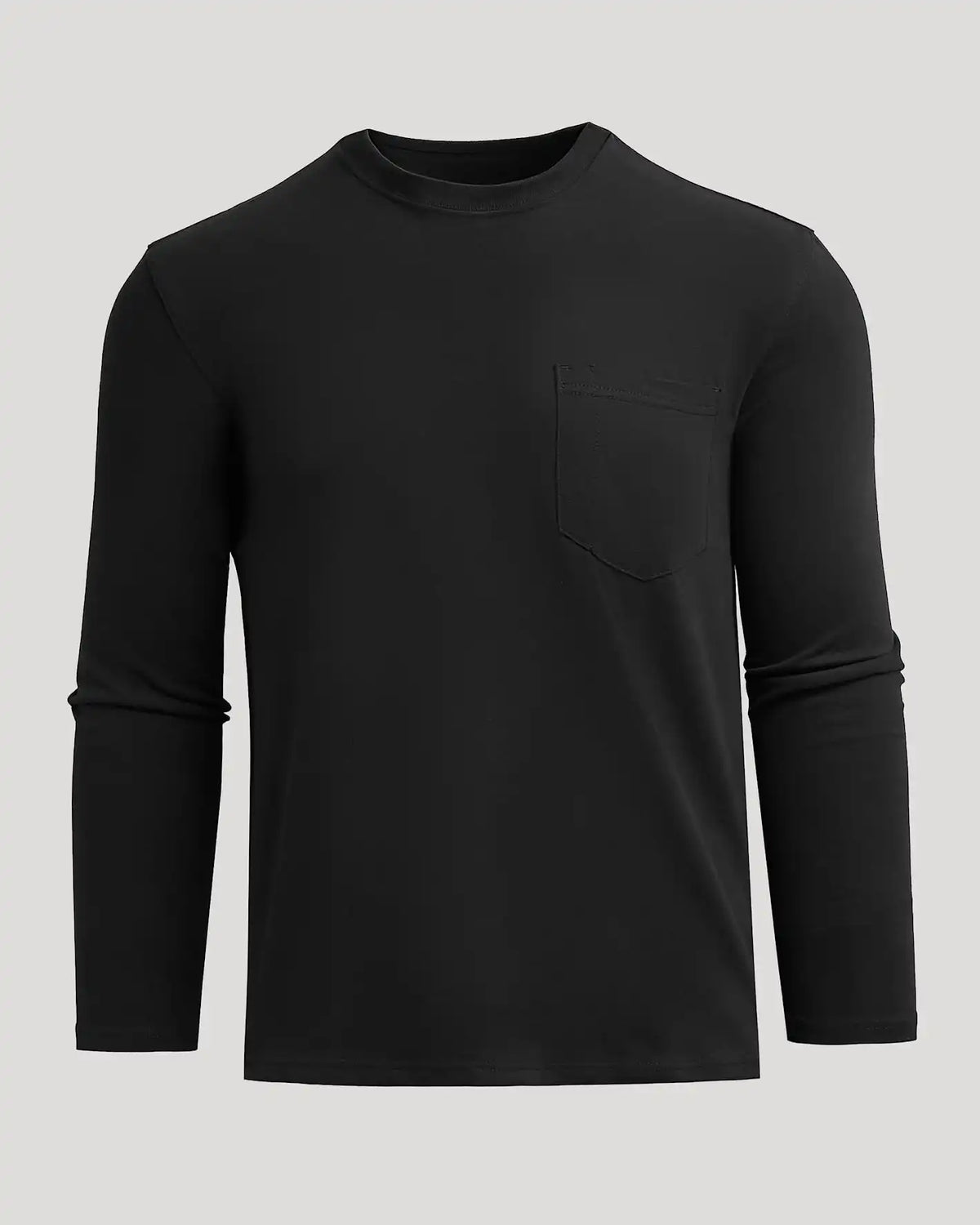 Black Heavyweight Long Sleeve Pocket Crew