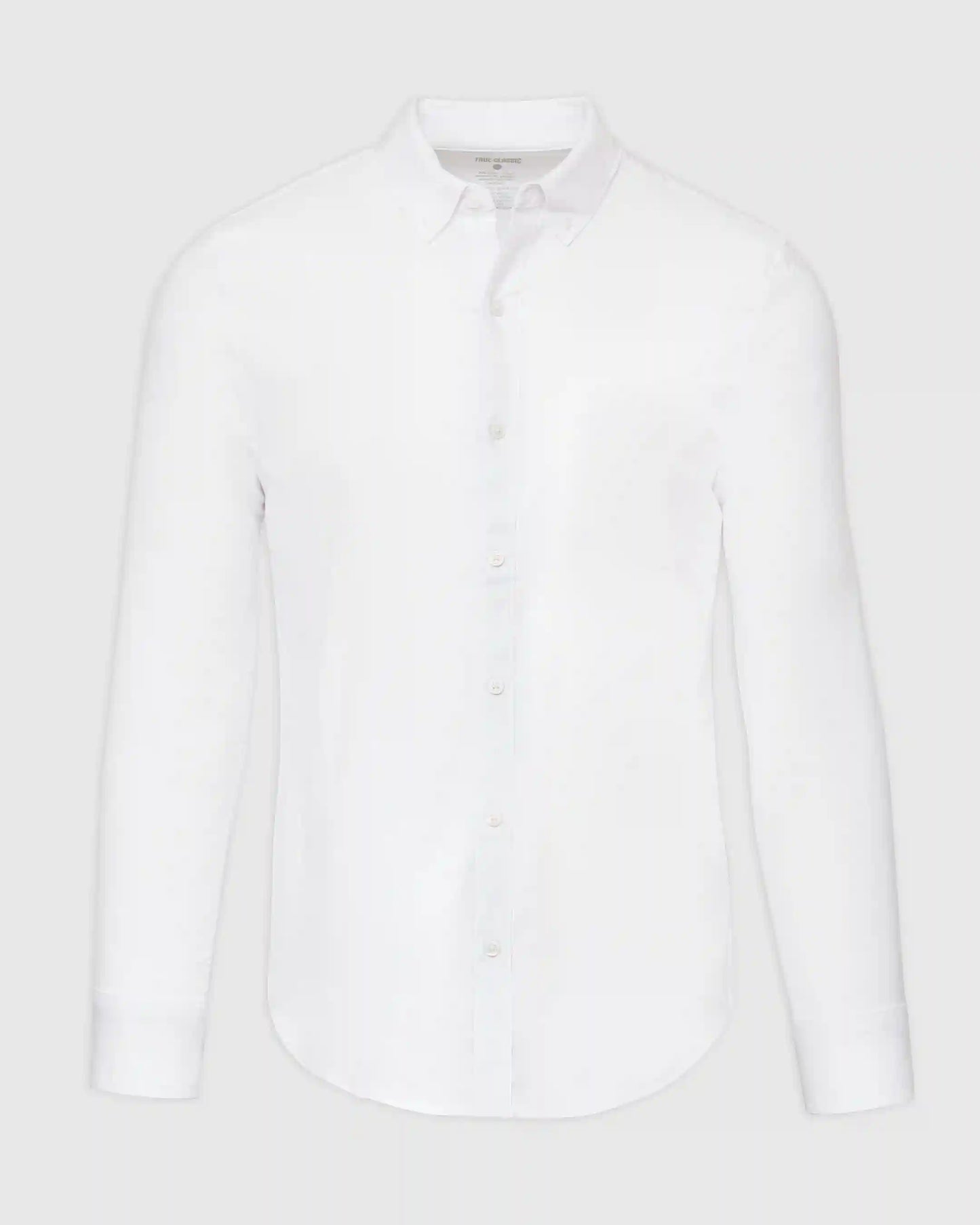 White Stretch Oxford Long Sleeve Button Up Shirt