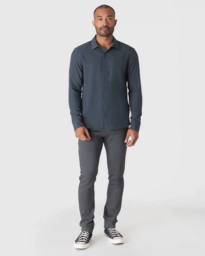 Heather Navy Long Sleeve Ripstop Commuter Shirt