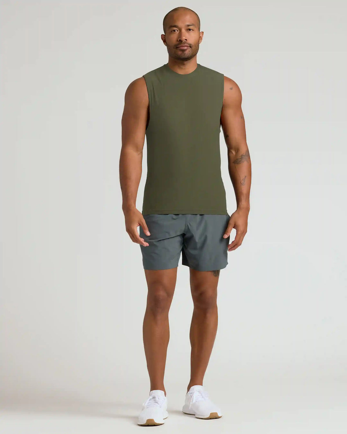 Military Green Sleeveless Active Muscle Tee