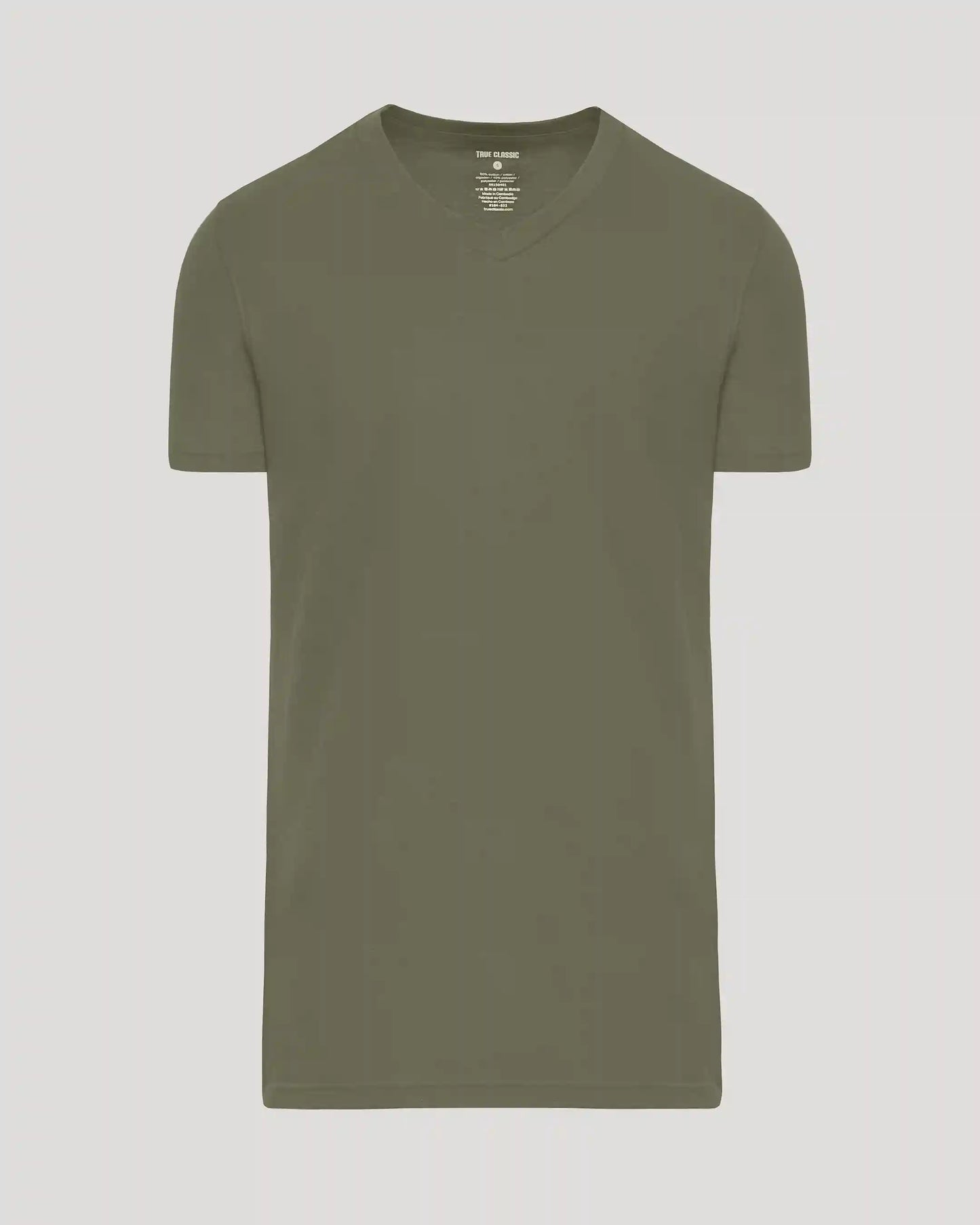 Military Green Tall Short Sleeve Classic V-Neck
