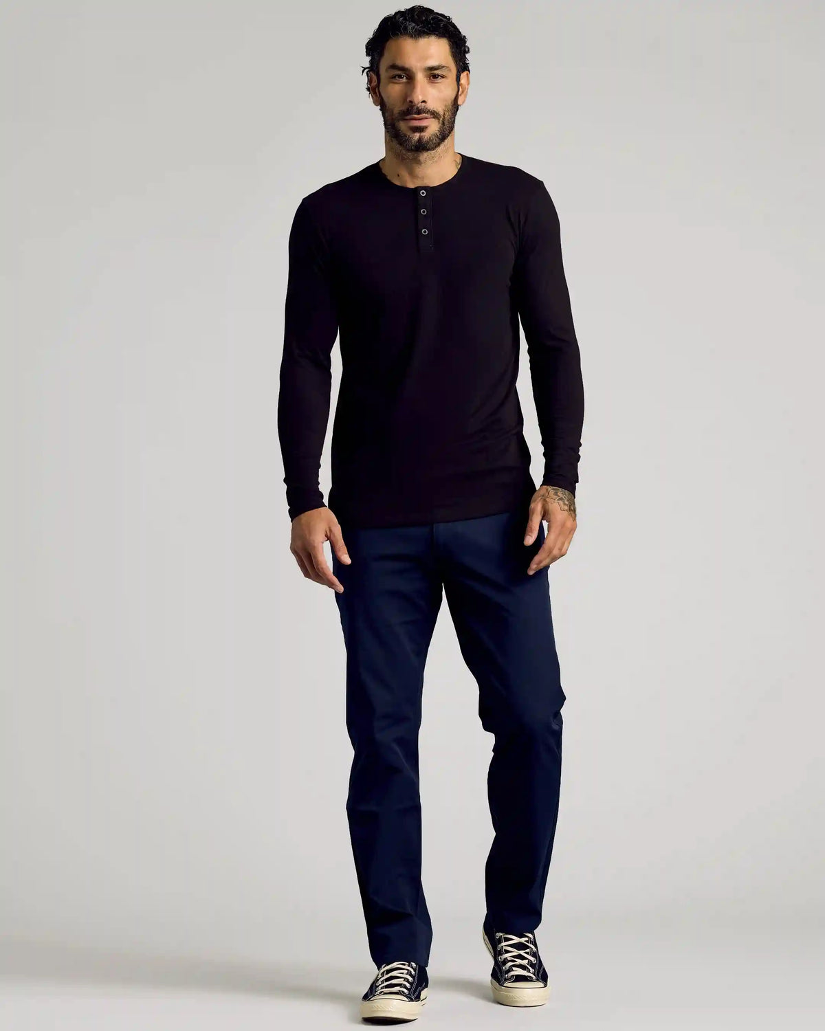 Black Tall Classic Long Sleeve Henley