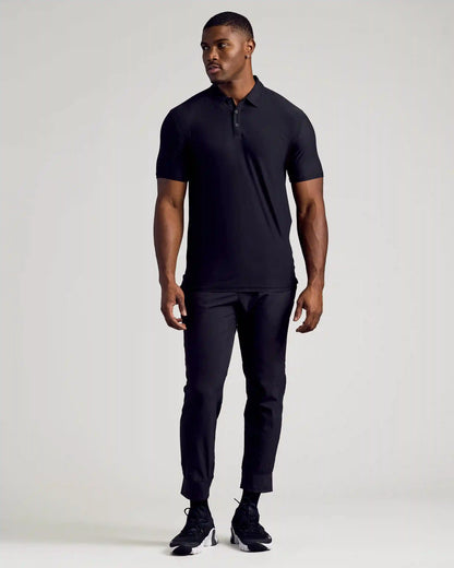 Black Short Sleeve Tall Active Polo