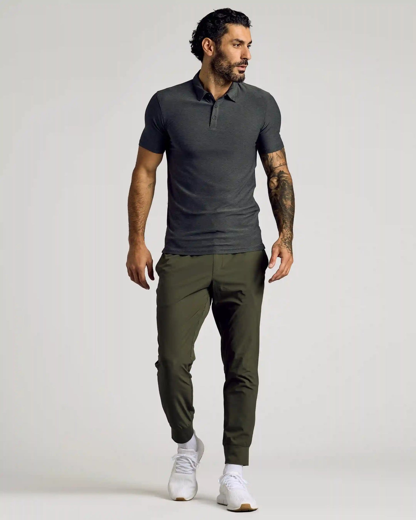 Charcoal Heather Gray Short Sleeve Tall Active Polo