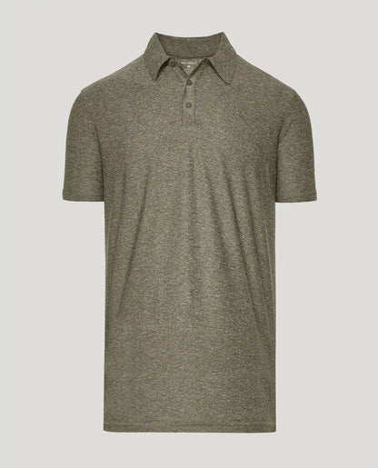 Heather Military Green Short Sleeve Tall Active Polo