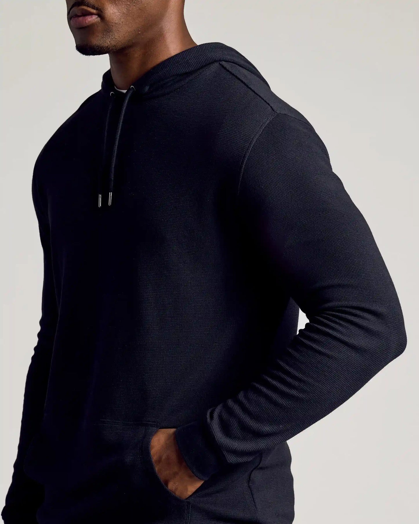 Black Tall Waffle Hoodie
