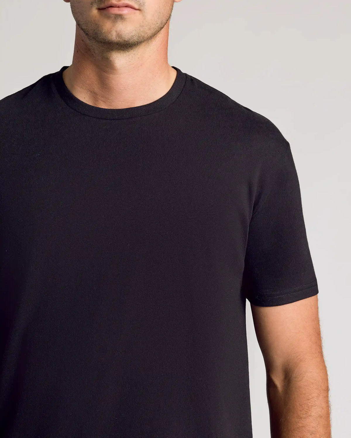Black Short Sleeve Tall Curved Hem Crew