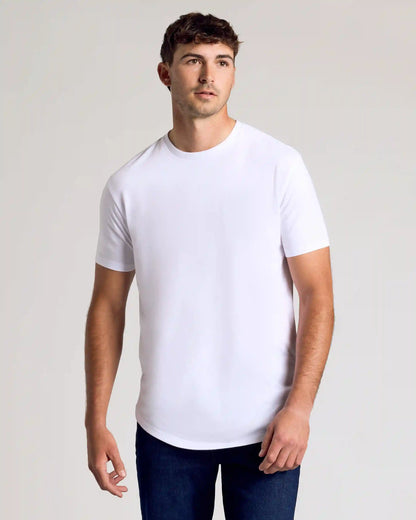 All White Short Sleeve Tall Curved Hem Crew 3-Pack