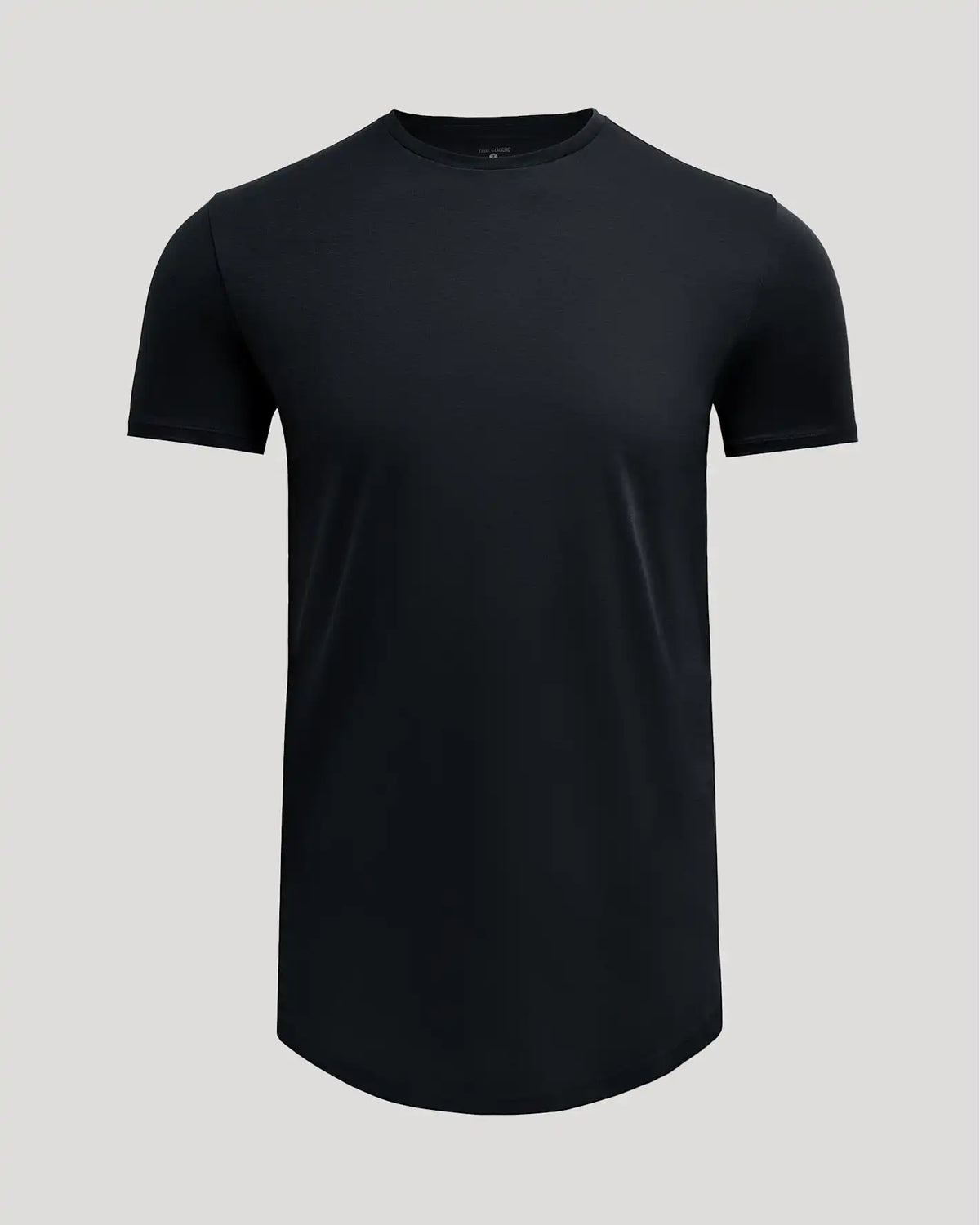 Black Tall Pima Cotton Blend Curved Hem Crew