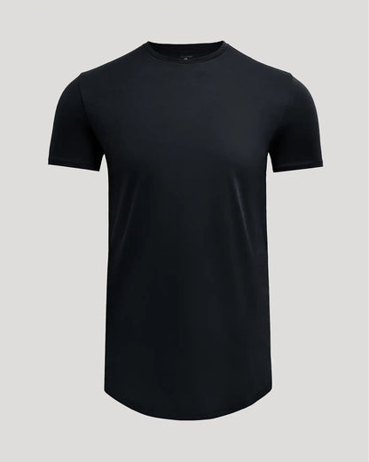 Black Tall Pima Cotton Blend Curved Hem Crew