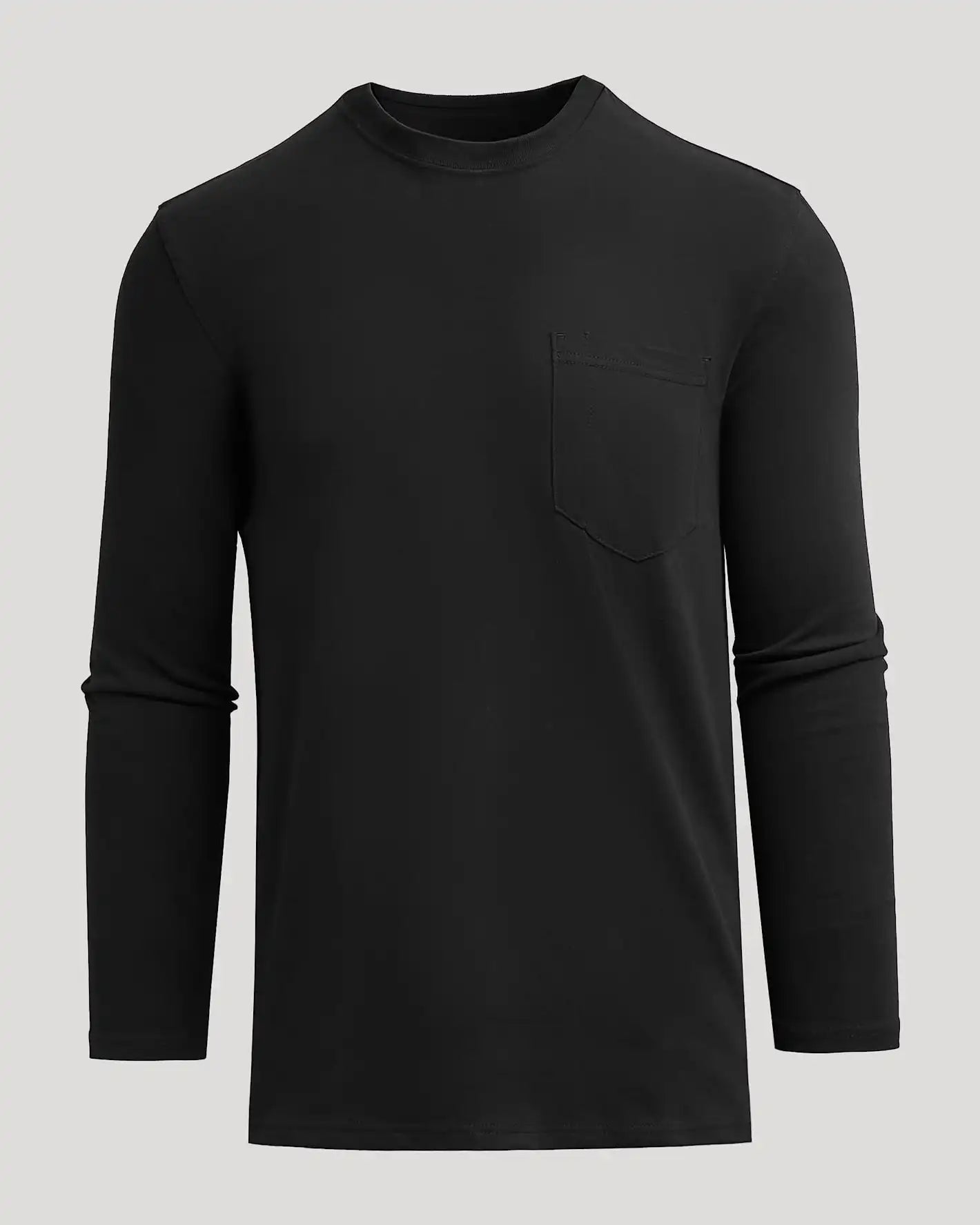 Black Tall Heavyweight Long Sleeve Pocket Crew