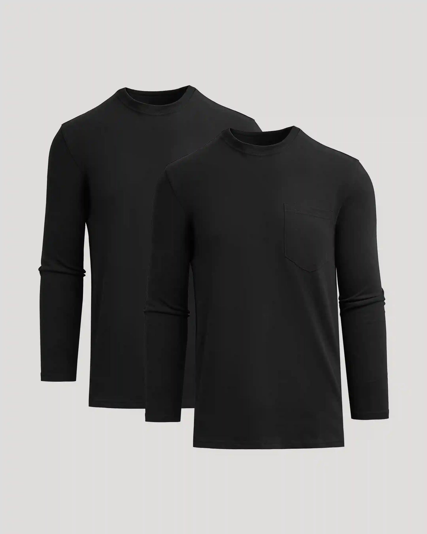 Black Tall Heavyweight Long Sleeve Pocket Crew 2-Pack