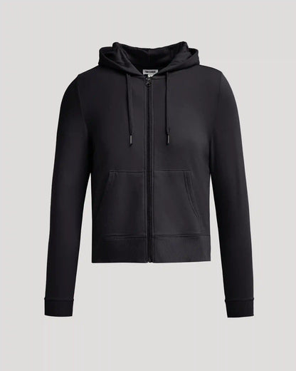 Womens Black Crop Zip Hoodie