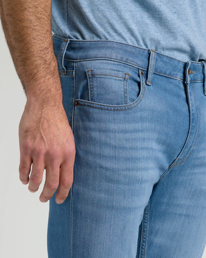 Medium Indigo Wash Straight Comfort Stretch Jeans