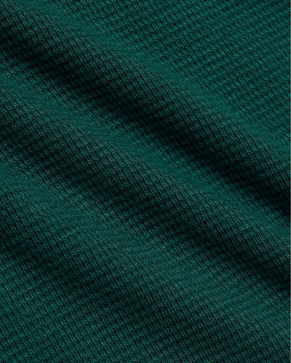 Womens Deep Emerald Waffle Long Sleeve Henley & Waffle Leg Pant 2-Pack