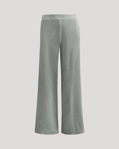 Womens Heather Gray Waffle Wide Leg Pants