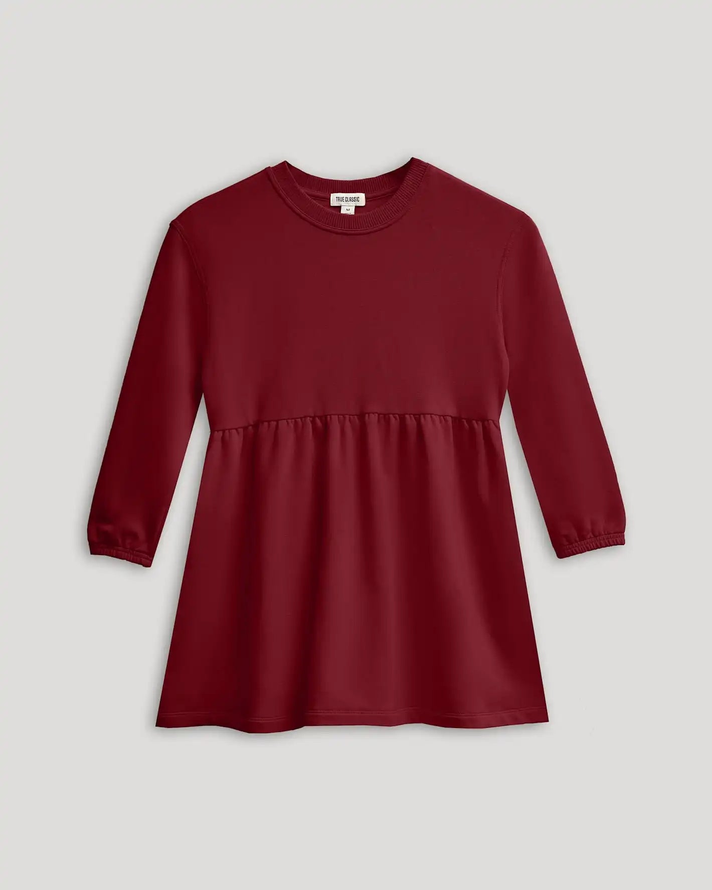 Girls Dark Maroon Long Sleeve Fleece Dress