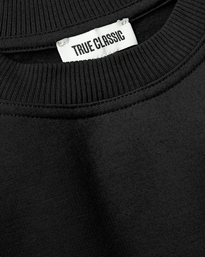Girls Black Slouch Pullover Crew