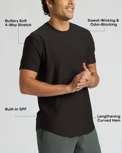 All Black Active Curved Hem Crew 3-Pack