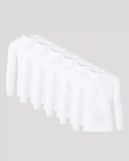 All White Classic Henley 6-Pack