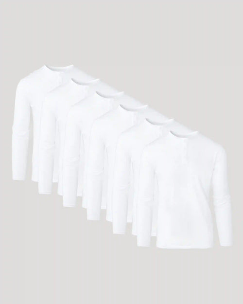 All White Classic Henley 6-Pack