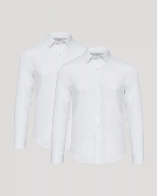 All White Long Sleeve Performance Dress Shirt 2-Pack