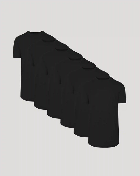 All Black Short Sleeve Tall Curved Hem Crew 6-Pack