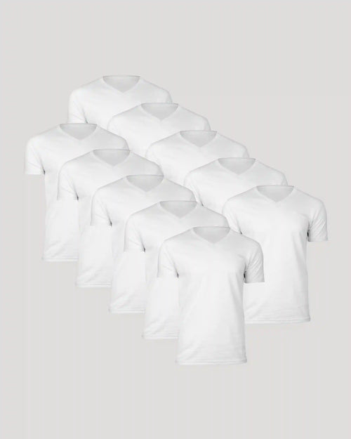 All White Classic V-Neck 10-Pack
