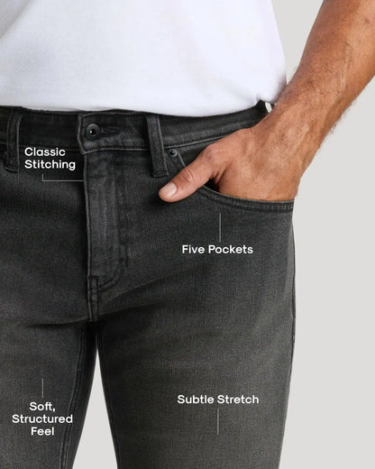 Gray Wash Slim Authentic Denim Jeans