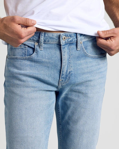 Light Indigo Wash Straight Authentic Denim Jeans