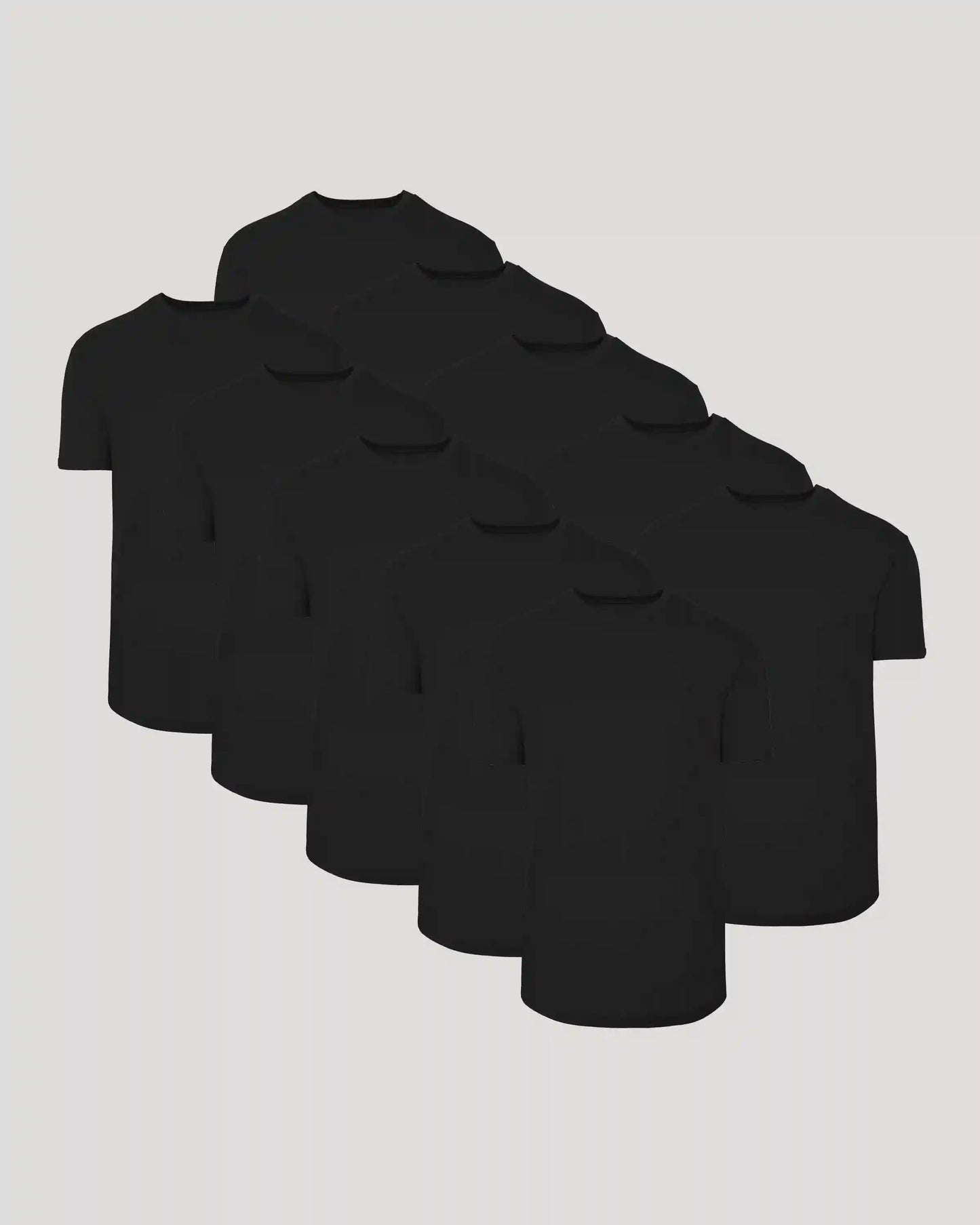 All Black Curved Hem Classic Crew Neck 10-Pack