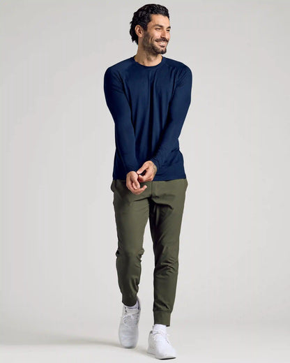 Navy Long Sleeve Active Mesh Crew