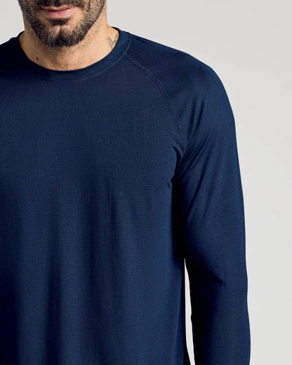 Navy Long Sleeve Active Mesh Crew