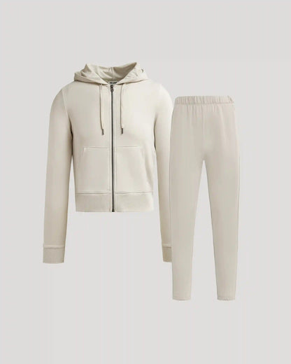 Womens Oatmeal Crop Zip Hoodie & Relaxed Jogger 2-Pack
