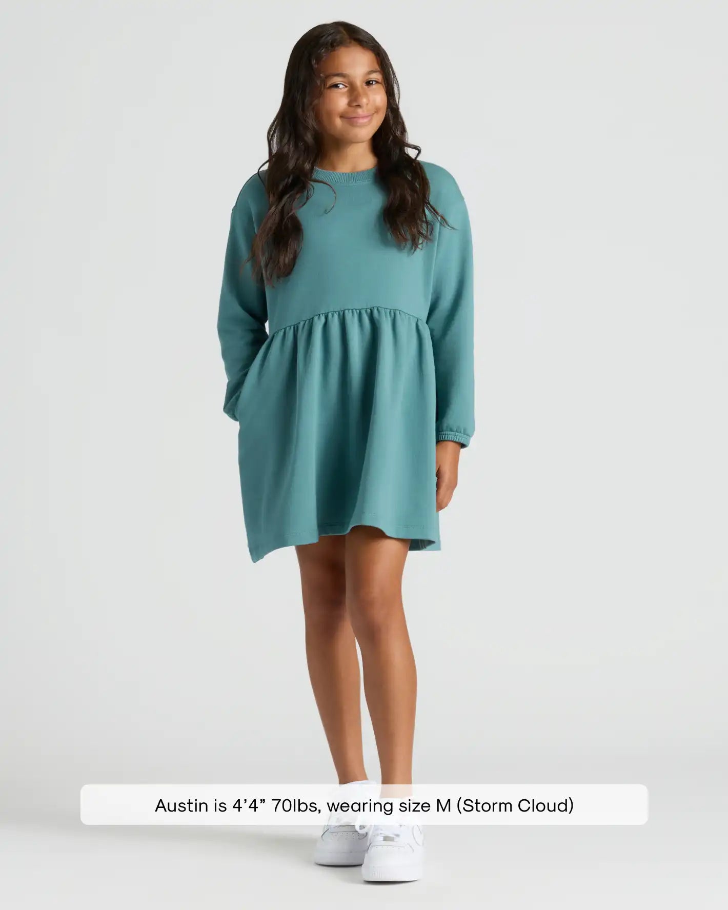 Girls Stormcloud Long Sleeve Fleece Dress
