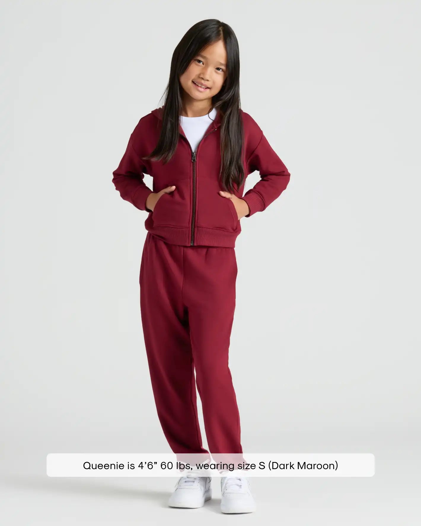 Girls Dark Maroon Relaxed Joggers